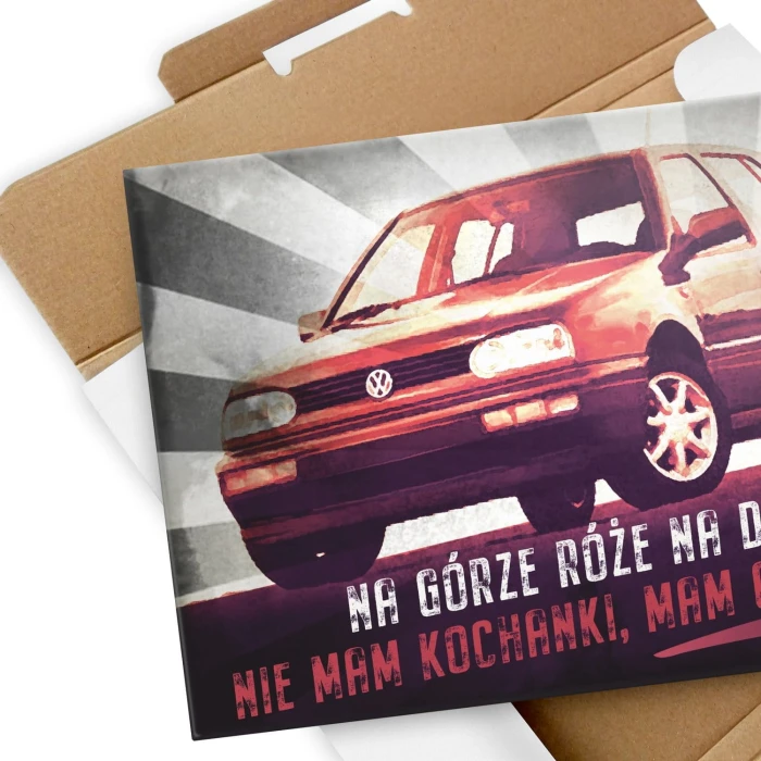Poster metal Golf III na górze róże gift