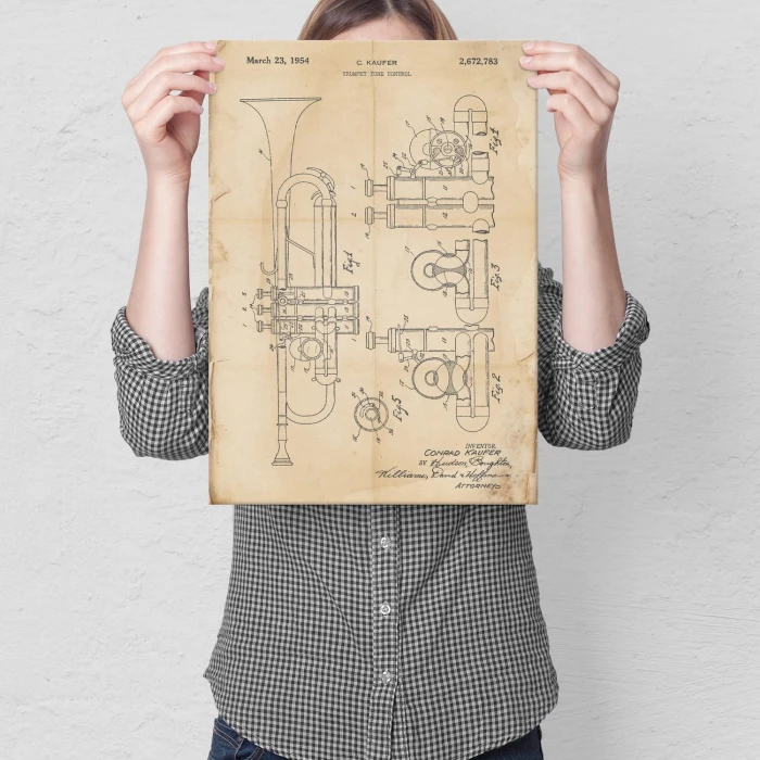 Plakat metalowy Trumpet Musician Retro Prezent