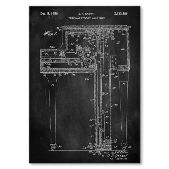 Poster metal Grand Piano Slate gift