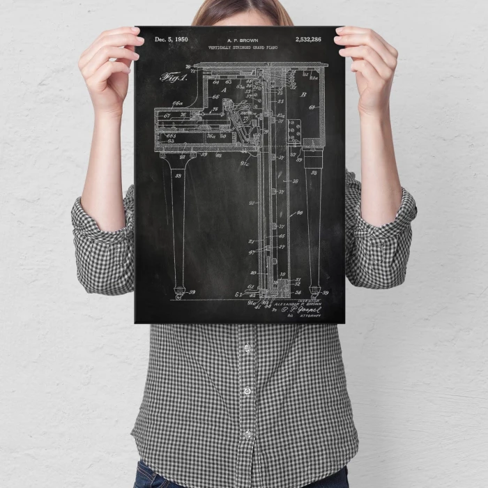 Poster metal Grand Piano Slate gift