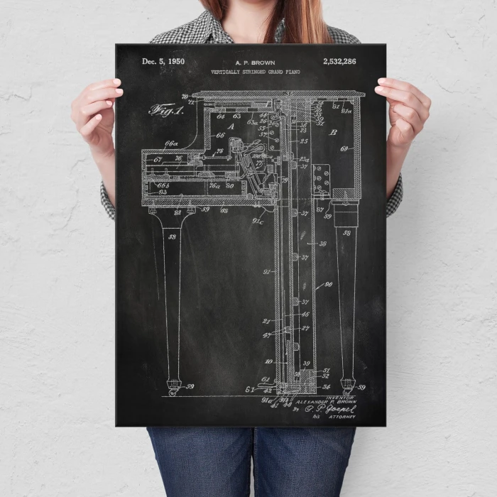 Plakat metalowy Grand Piano Slate Prezent