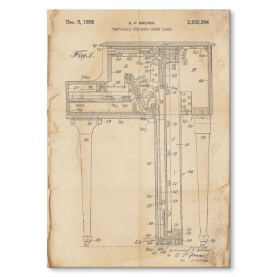 Plakat metalowy Grand Piano Retro Prezent