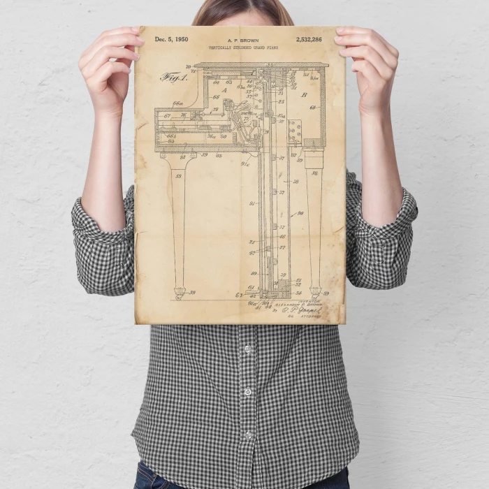 Plakat metalowy Grand Piano Retro Prezent