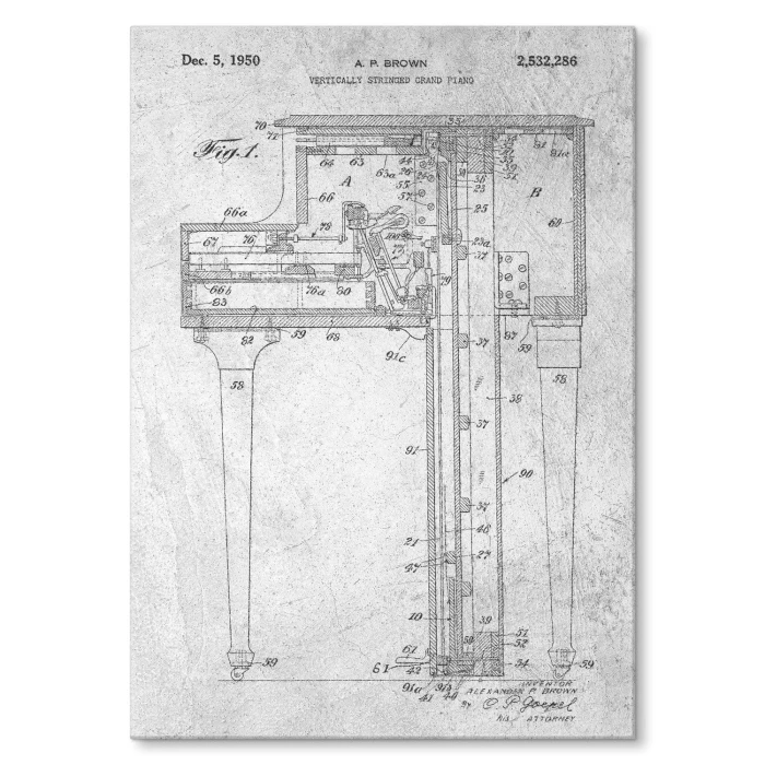 Plakat metalowy Grand Piano Stone Prezent
