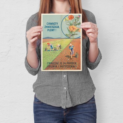 Plakat metalowy Zwalczaj chwasty! Prezent