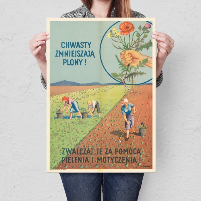 Plakat metalowy Zwalczaj chwasty! Prezent