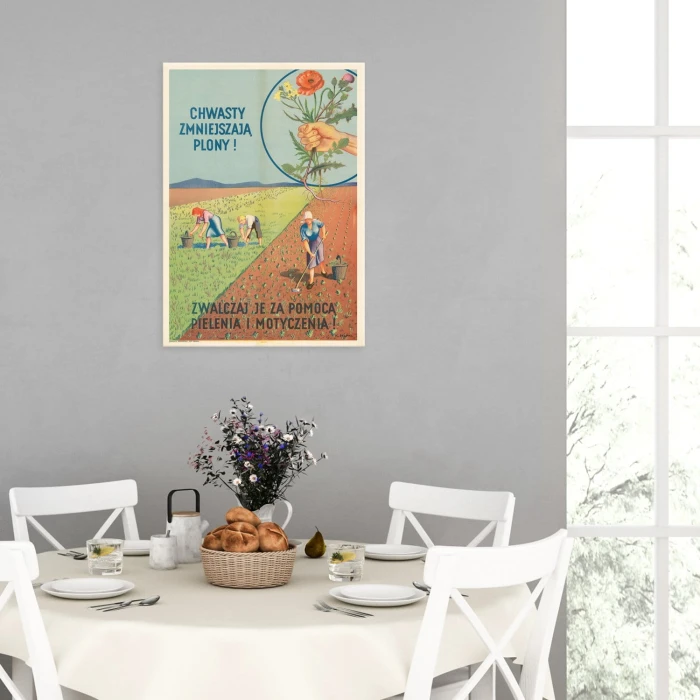 Plakat metalowy Zwalczaj chwasty! Prezent