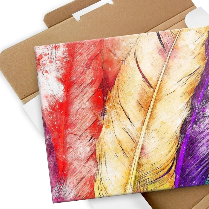 Plakat metalowy Colour feathers Prezent