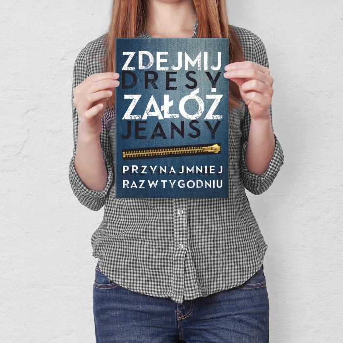 Plakat metalowy Zdejmij dresy Prezent