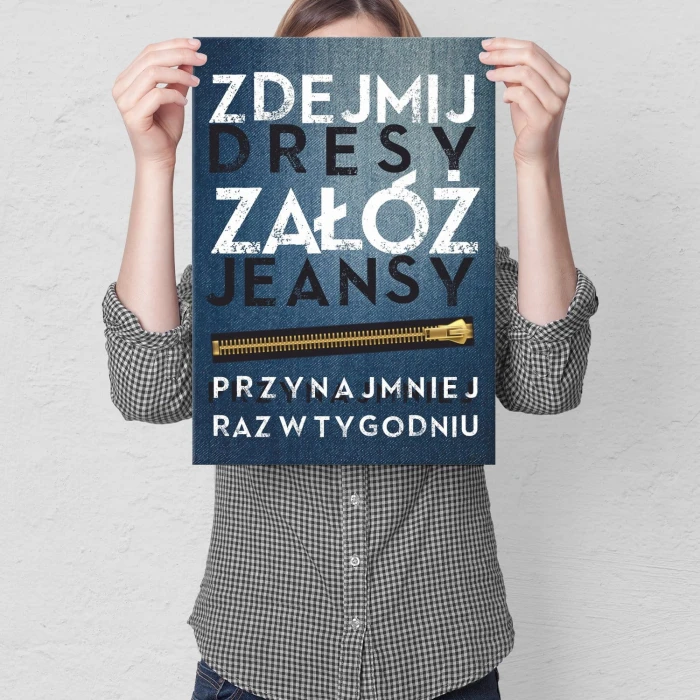 Plakat metalowy Zdejmij dresy Prezent