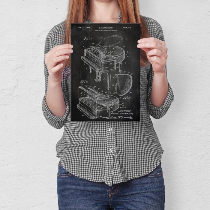 Plakat metalowy Grand piano instrument slate Prezent