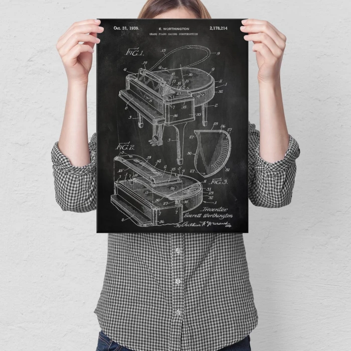 Poster metal Grand piano instrument slate gift