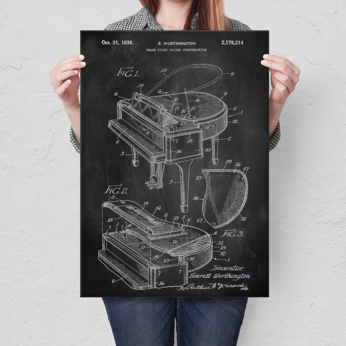 Plakat metalowy Grand piano instrument slate Prezent