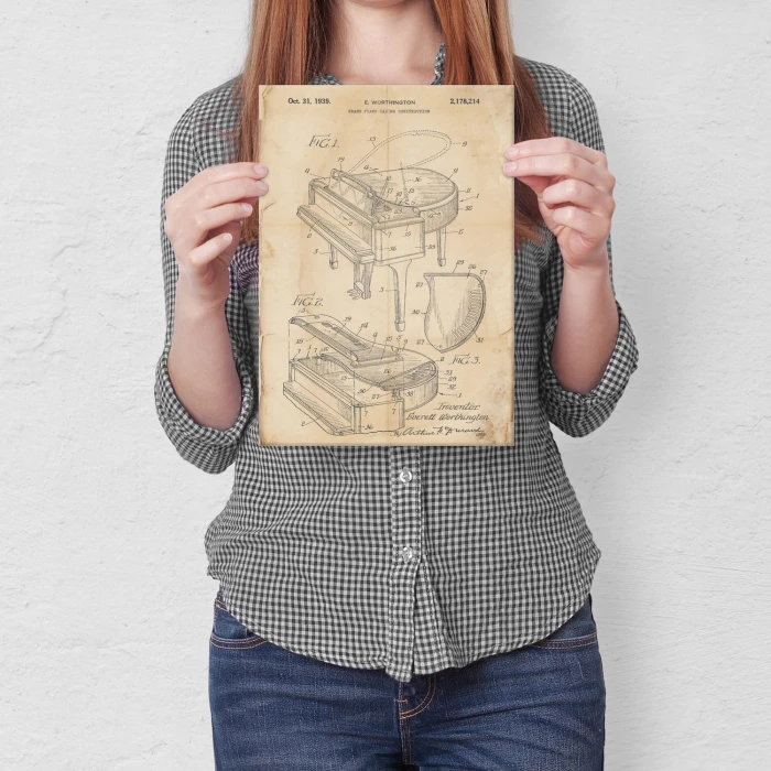 Poster metal Grand piano instrument retro gift