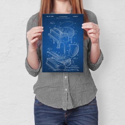 Plakat metalowy Grand piano instrument tech Prezent