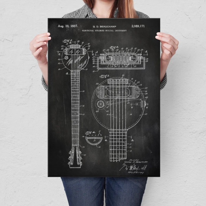 Plakat metalowy Electrical stringed instrument slate Prezent