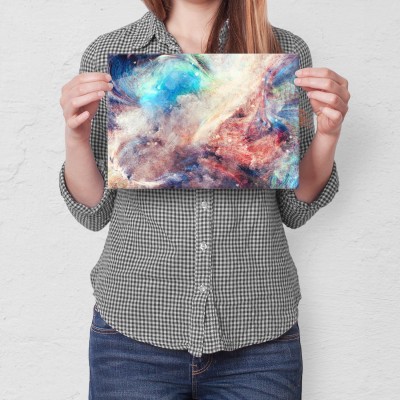 Plakat metalowy Colourful space Prezent