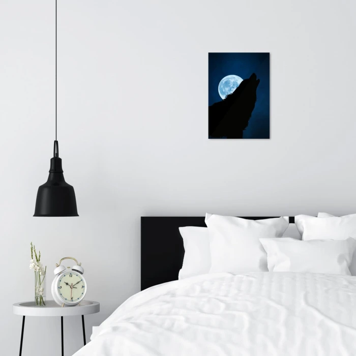 Plakat metalowy Wolf and moon Prezent