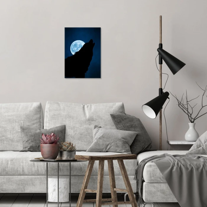 Poster metal Wolf and moon gift