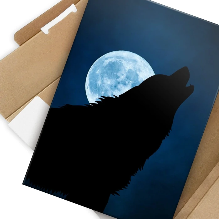 Plakat metalowy Wolf and moon Prezent