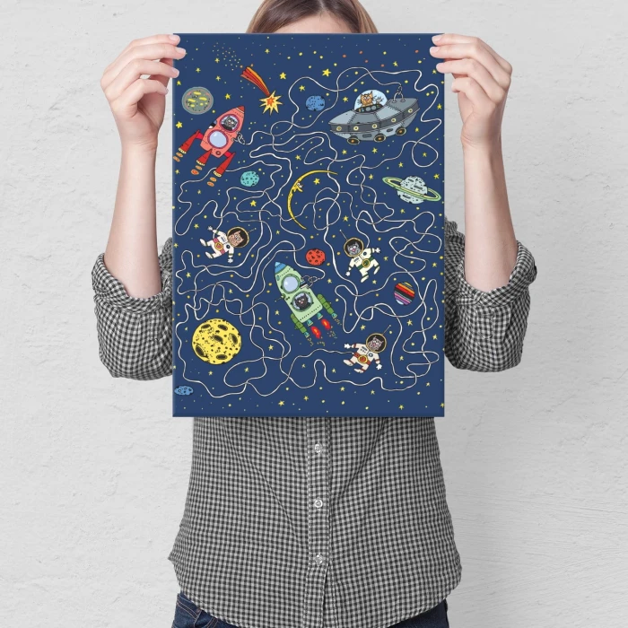 Plakat metalowy Cartoon galaxy Prezent