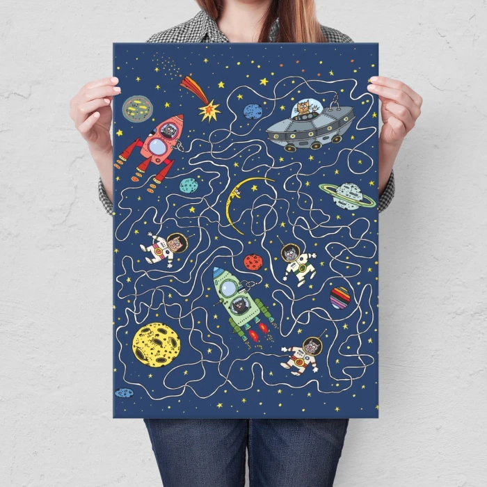 Plakat metalowy Cartoon galaxy Prezent