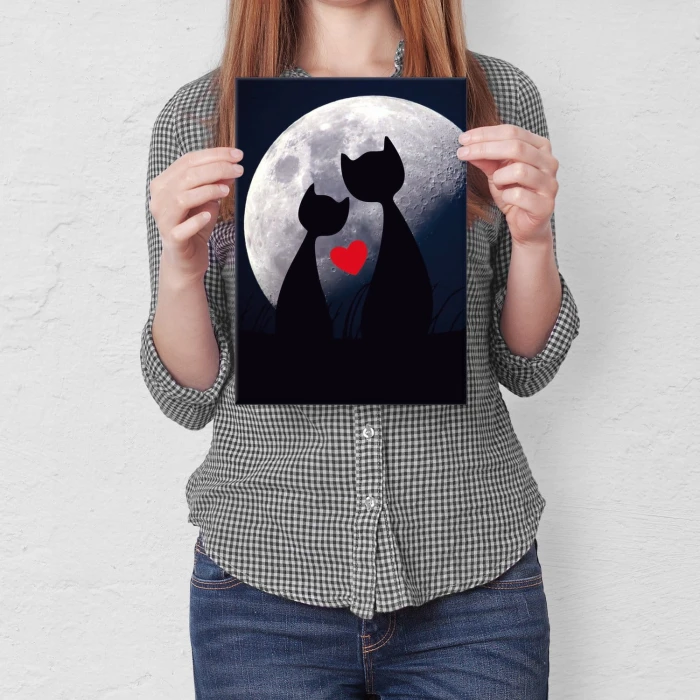 Plakat metalowy Cats in love Prezent