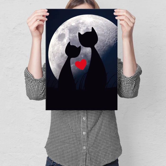 Plakat metalowy Cats in love Prezent