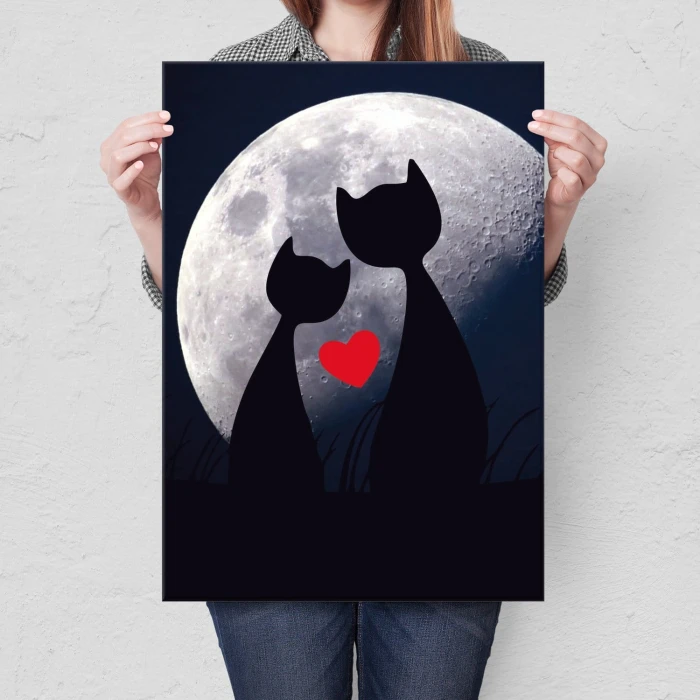 Plakat metalowy Cats in love Prezent