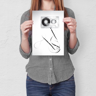 Plakat metalowy Kaseta magnetofonowa Prezent