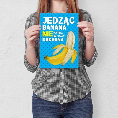 Plakat metalowy Nie patrz w oczy Prezent