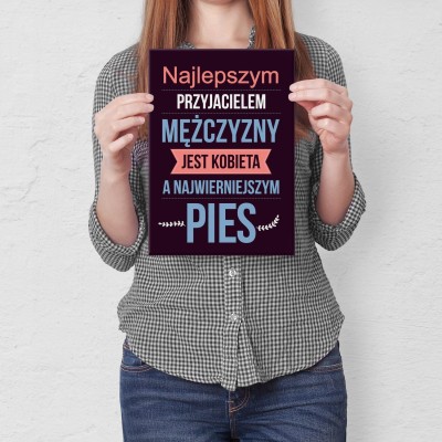 Plakat metalowy Najlepszy przyjaciel to kobieta Prezent