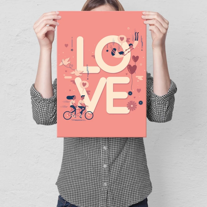 Plakat metalowy LOVE rower Prezent