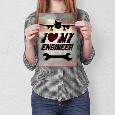 Plakat metalowy I love my engineer Prezent
