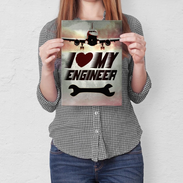 Plakat metalowy I love my engineer Prezent