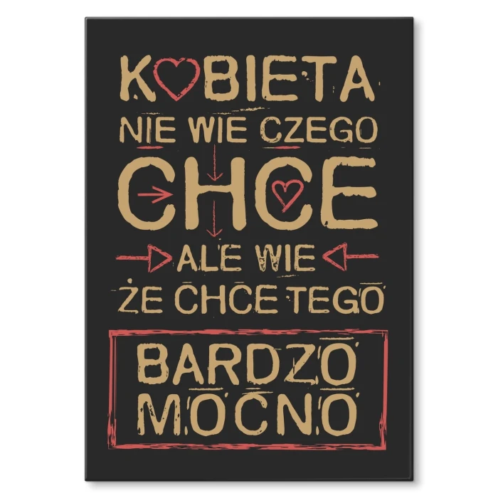 Poster metal Kobieta chce bardzo mocno gift