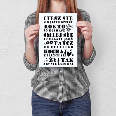 Plakat metalowy Ciesz się - na prezent Prezent