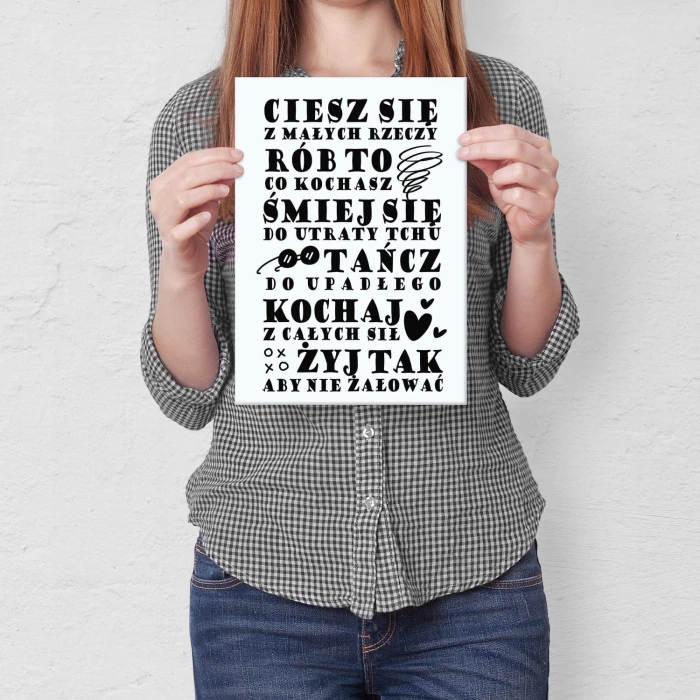Poster metal Ciesz się - na gift gift