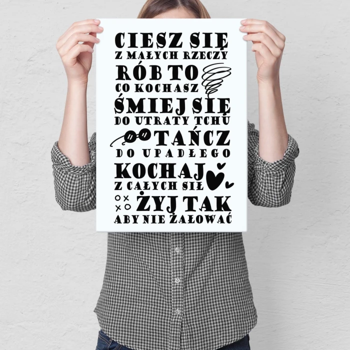 Plakat metalowy Ciesz się - na prezent Prezent
