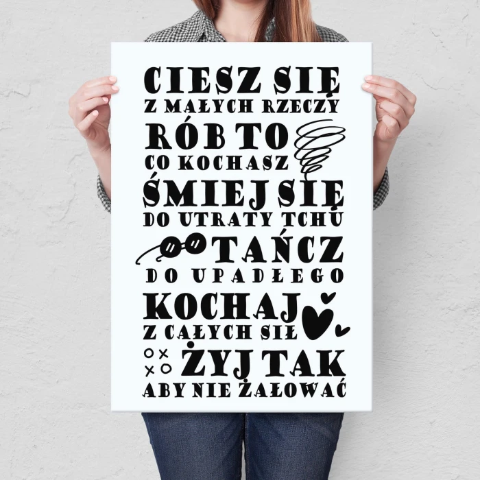 Plakat metalowy Ciesz się - na prezent Prezent