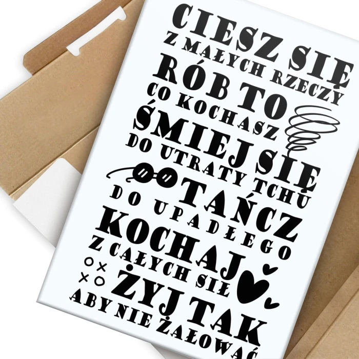 Plakat metalowy Ciesz się - na prezent Prezent