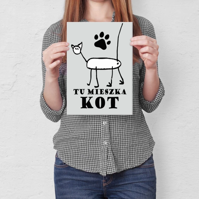 Poster metal tu mieszka kot gift
