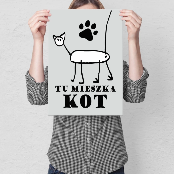 Poster metal tu mieszka kot gift
