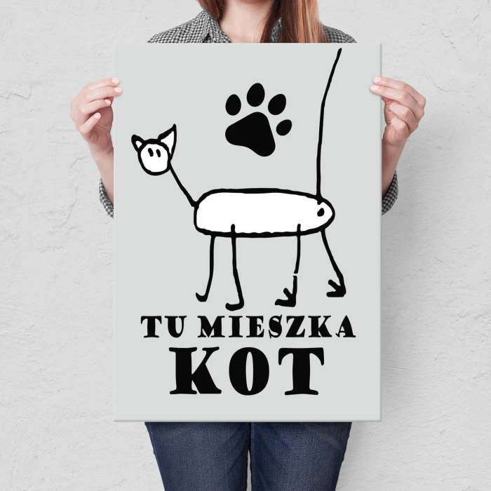 Poster metal tu mieszka kot gift