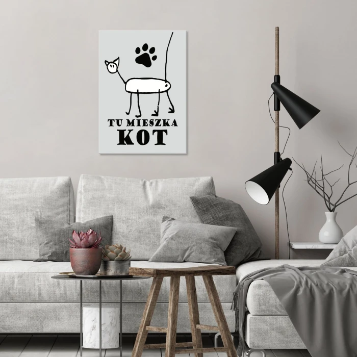 Poster metal tu mieszka kot gift