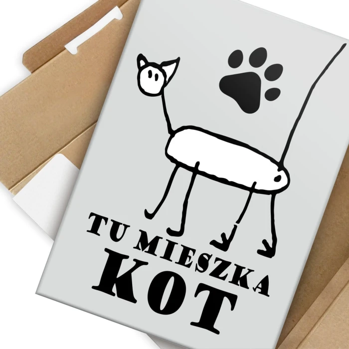 Poster metal tu mieszka kot gift