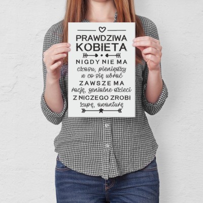 Plakat metalowy Prawdziwa kobieta Prezent
