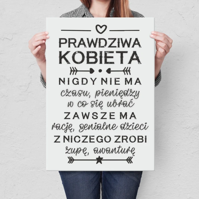 Plakat metalowy Prawdziwa kobieta Prezent