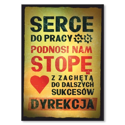 Plakat metalowy serce do pracy Prezent