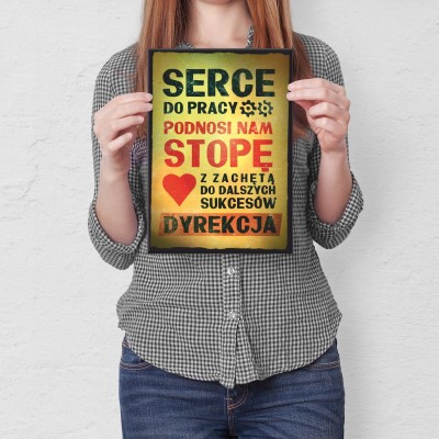 Plakat metalowy serce do pracy Prezent